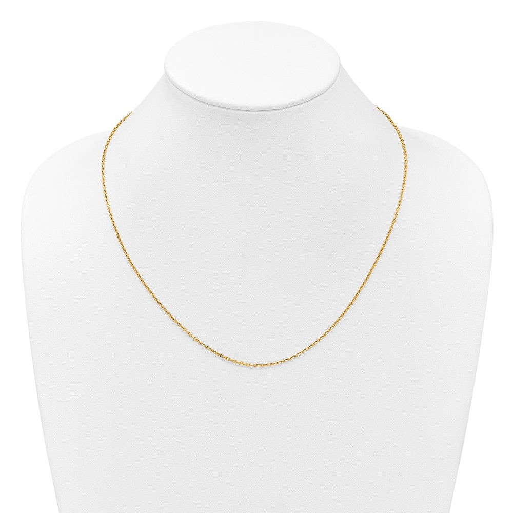 14K Gelbgold Verstellbar 1.65mm Halbmassiv Diamantiert Ankerkette Halskette