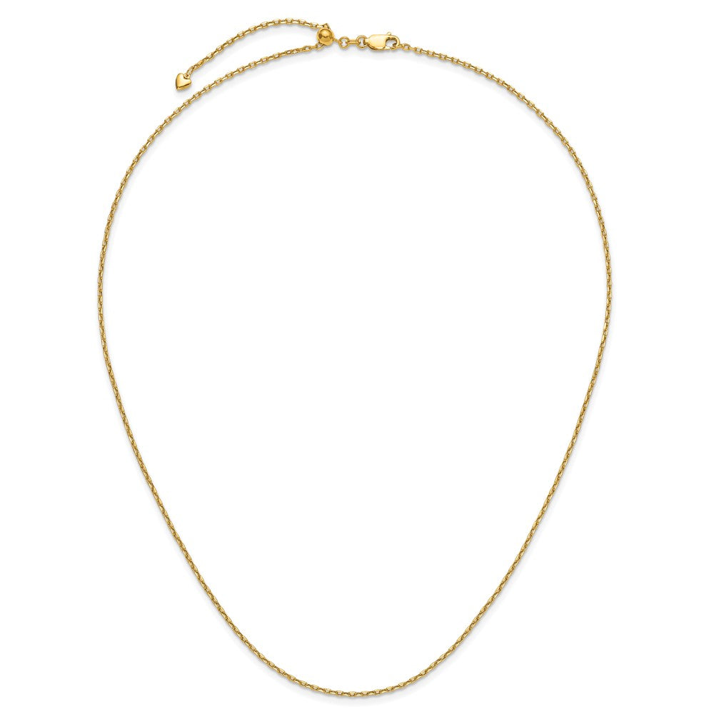 14K Gelbgold Verstellbar 1.65mm Halbmassiv Diamantiert Ankerkette Halskette