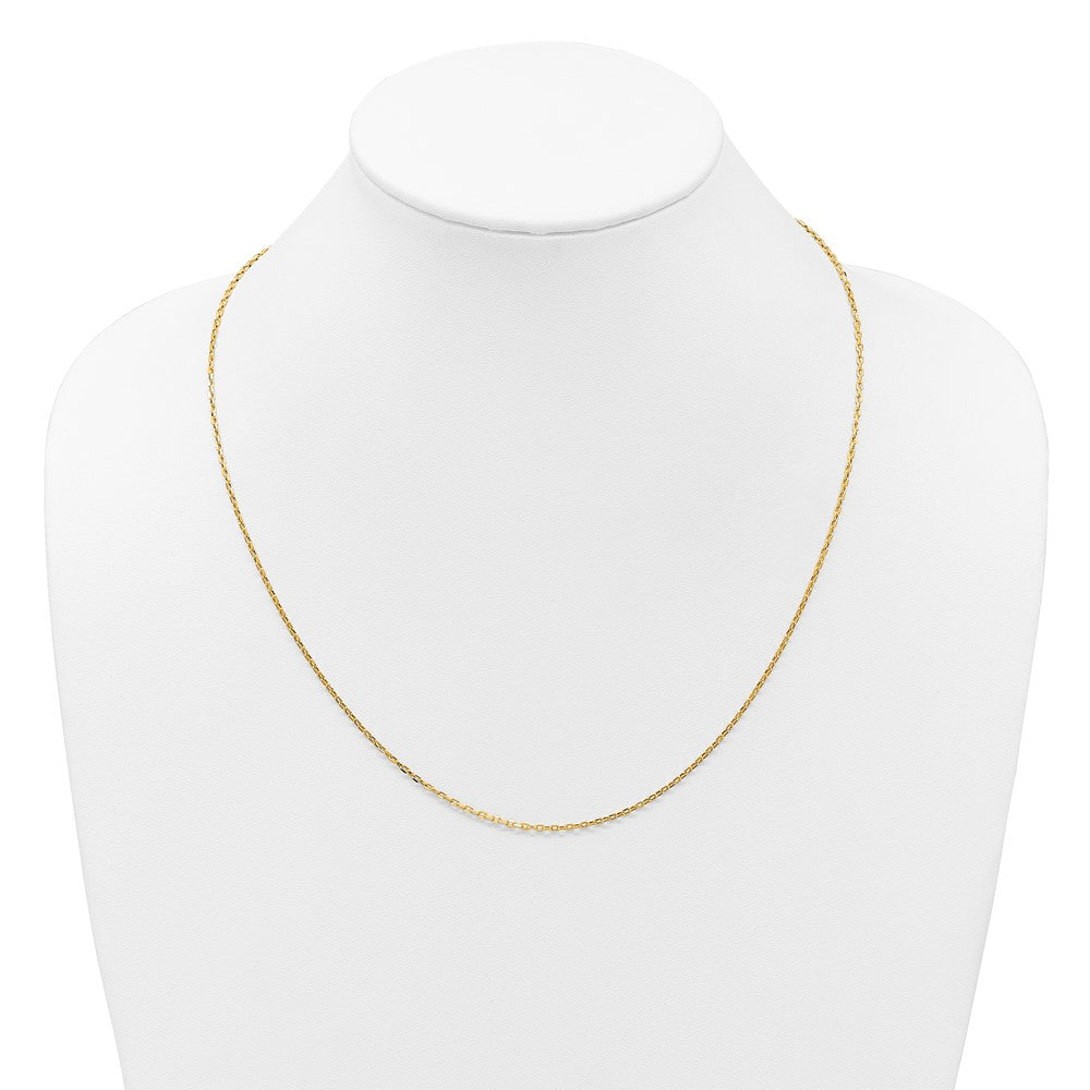 14K Gelbgold Verstellbar 1.65mm Halbmassiv Diamantiert Ankerkette Halskette