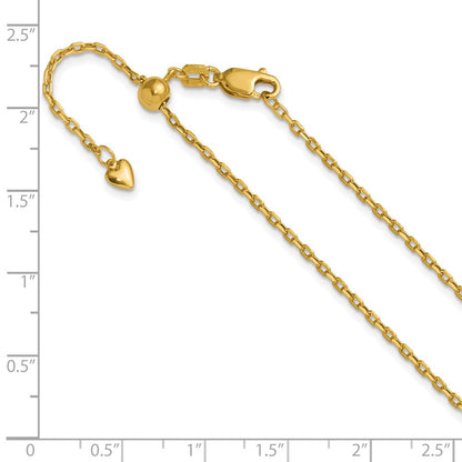 14K Gelbgold Verstellbar 1.65mm Halbmassiv Diamantiert Ankerkette Halskette
