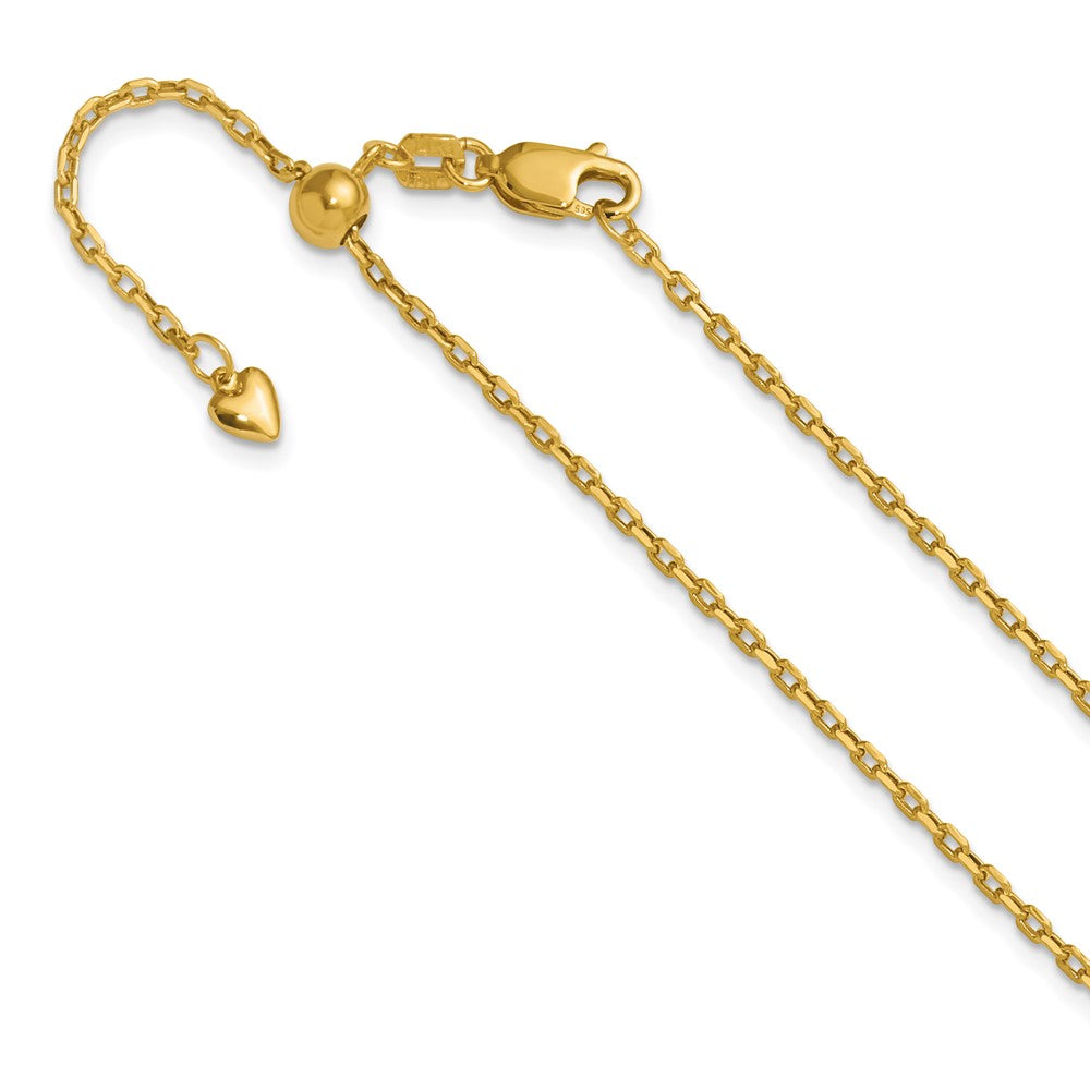 14K Gelbgold Verstellbar 1.65mm Halbmassiv Diamantiert Ankerkette Halskette