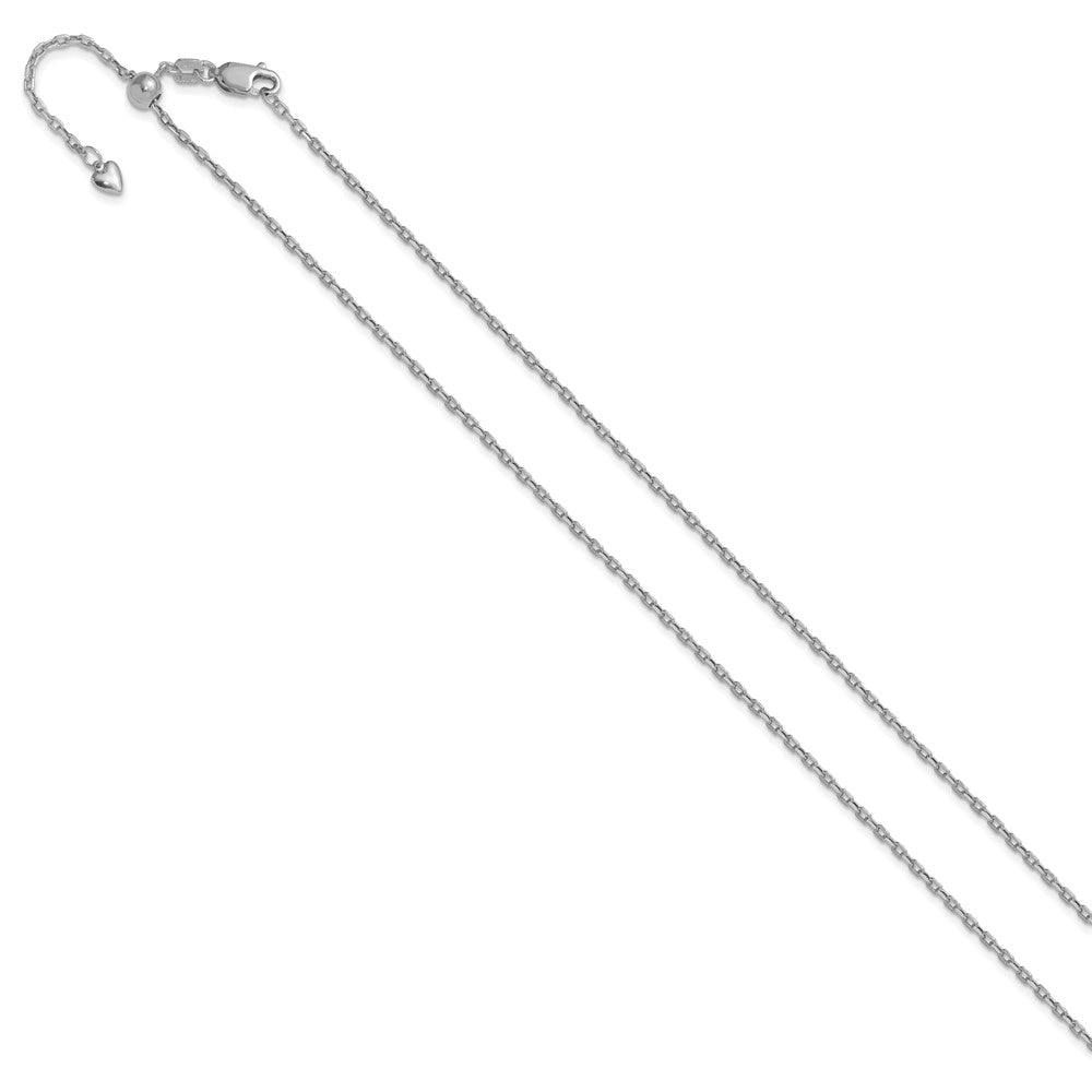 14K Weißgold Verstellbar 1.65mm Halbmassiv Diamantiert Ankerkette Halskette