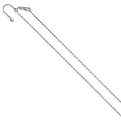 14K Weißgold Verstellbar 1.65mm Halbmassiv Diamantiert Ankerkette Halskette