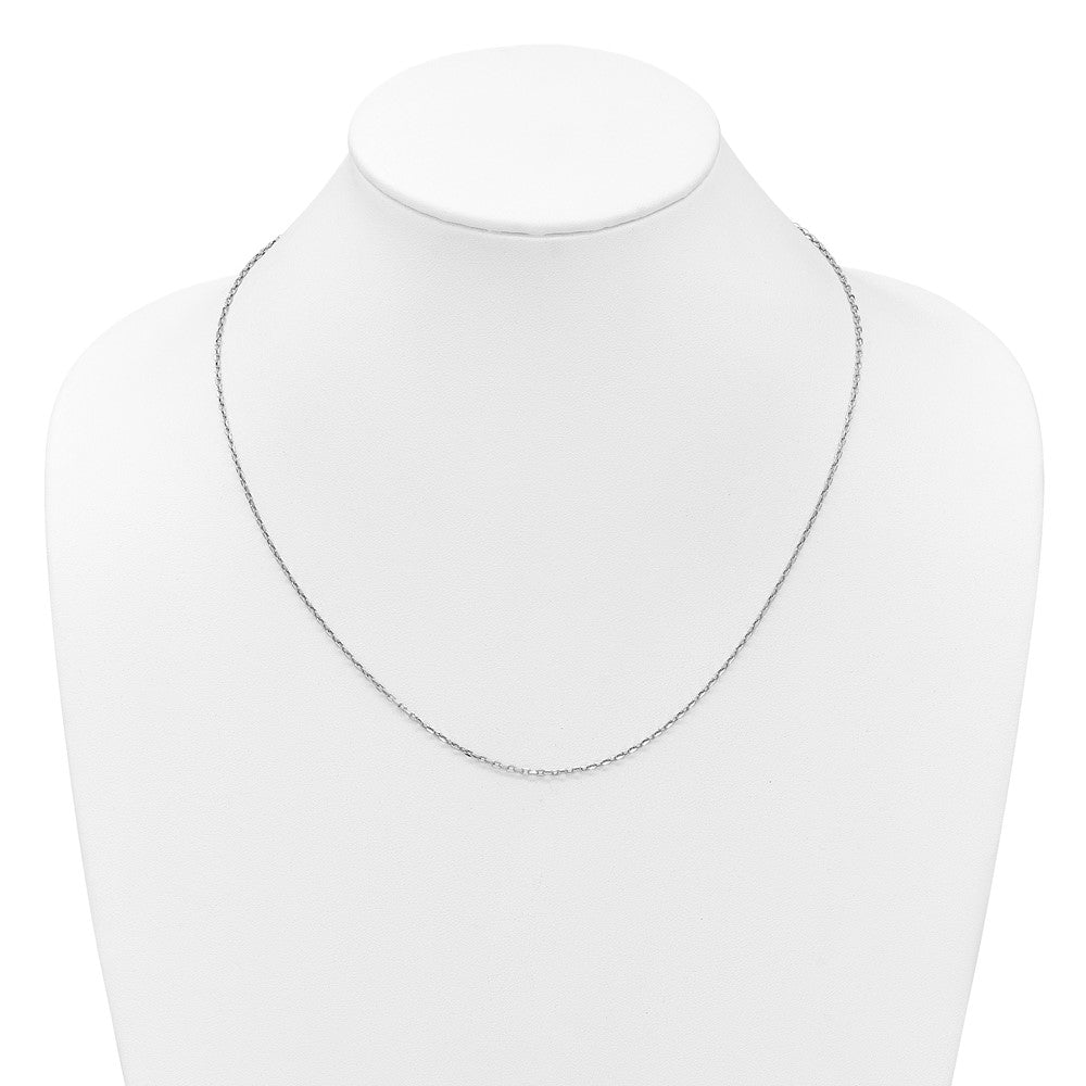 14K Weißgold Verstellbar 1.65mm Halbmassiv Diamantiert Ankerkette Halskette