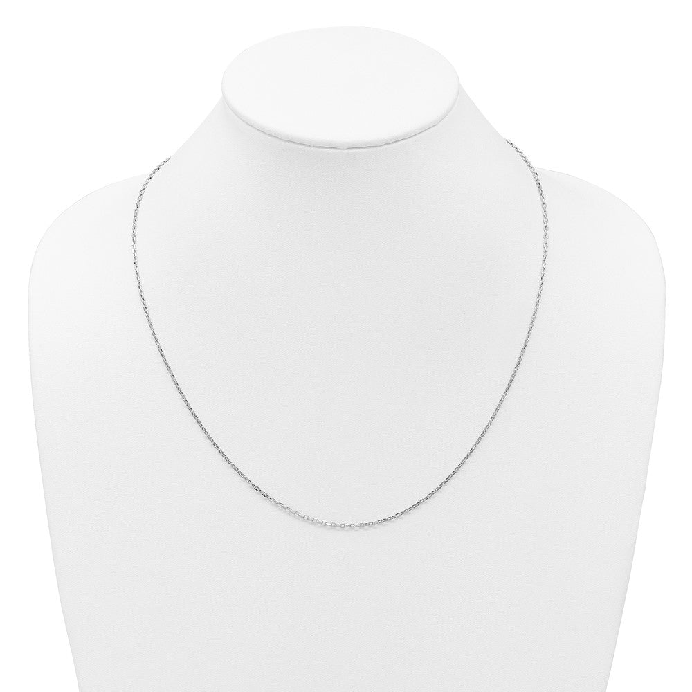 14K Weißgold Verstellbar 1.65mm Halbmassiv Diamantiert Ankerkette Halskette