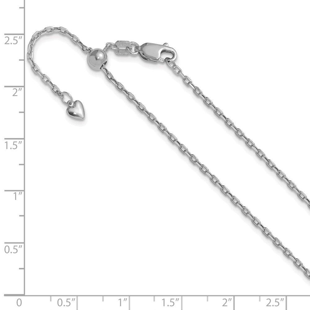 14K Weißgold Verstellbar 1.65mm Halbmassiv Diamantiert Ankerkette Halskette