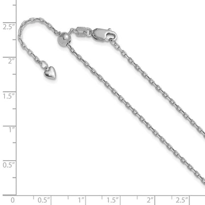 14K Weißgold Verstellbar 1.65mm Halbmassiv Diamantiert Ankerkette Halskette