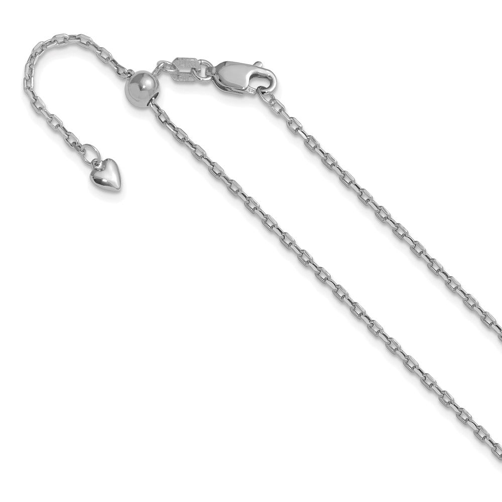 14K Weißgold Verstellbar 1.65mm Halbmassiv Diamantiert Ankerkette Halskette