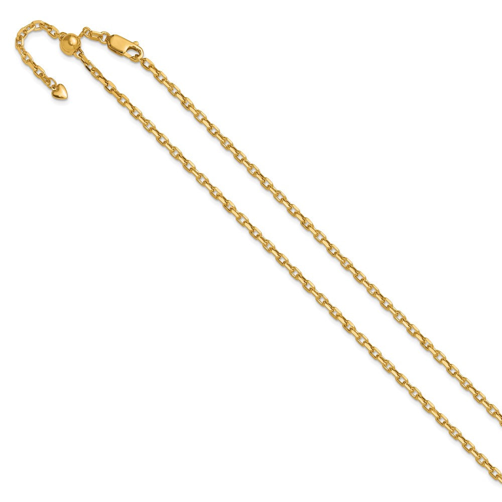 14K Gelbgold Verstellbar 2.75mm Halbmassiv Diamantiert Ankerkette Halskette