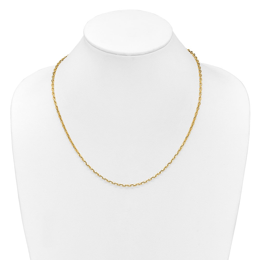 14K Gelbgold Verstellbar 2.75mm Halbmassiv Diamantiert Ankerkette Halskette
