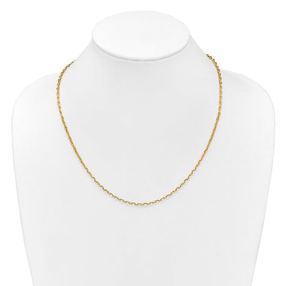 14K Gelbgold Verstellbar 2.75mm Halbmassiv Diamantiert Ankerkette Halskette