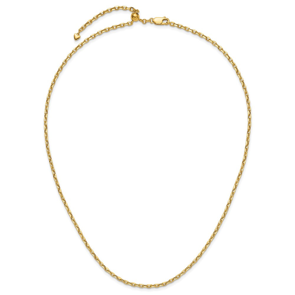 14K Gelbgold Verstellbar 2.75mm Halbmassiv Diamantiert Ankerkette Halskette