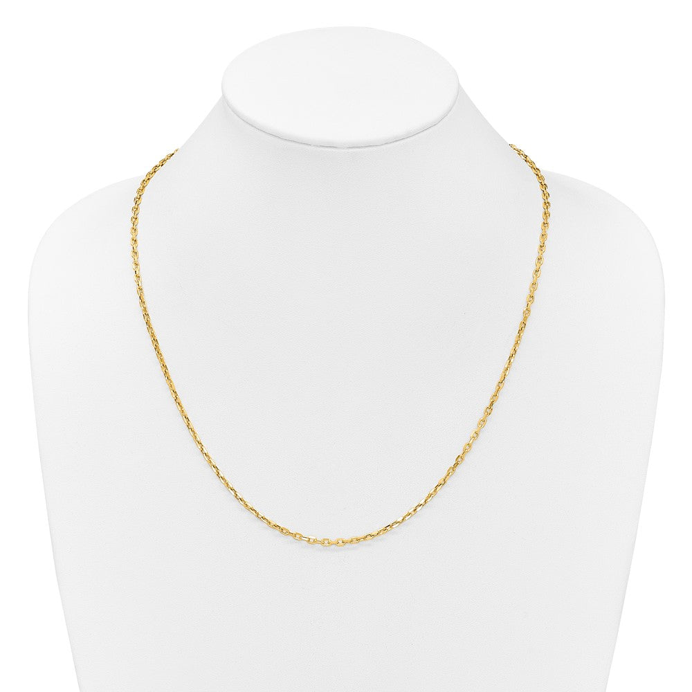 14K Gelbgold Verstellbar 2.75mm Halbmassiv Diamantiert Ankerkette Halskette