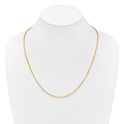 14K Gelbgold Verstellbar 2.75mm Halbmassiv Diamantiert Ankerkette Halskette