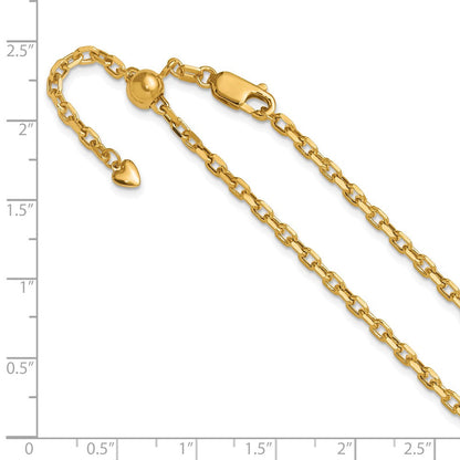 14K Gelbgold Verstellbar 2.75mm Halbmassiv Diamantiert Ankerkette Halskette