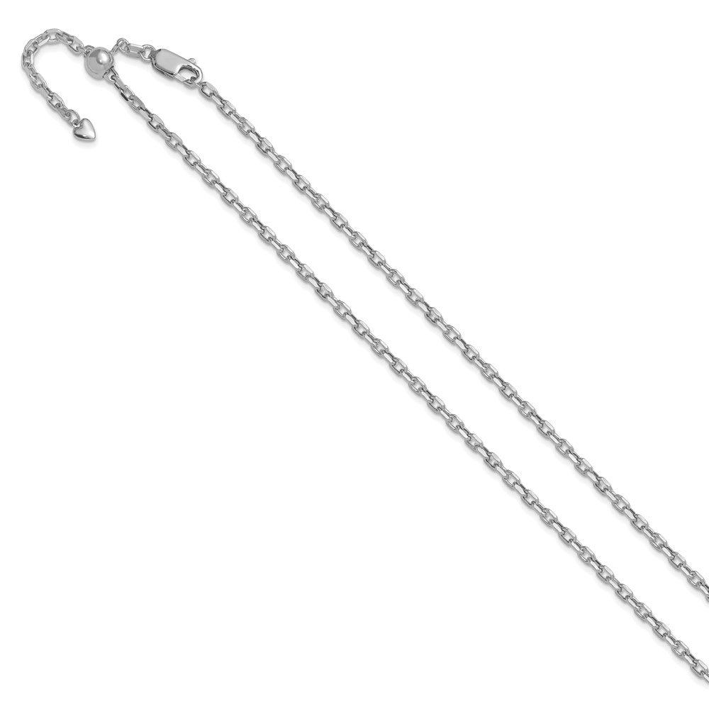 14K Weißgold Verstellbar 2.75mm Halbmassiv Diamantiert Ankerkette Halskette