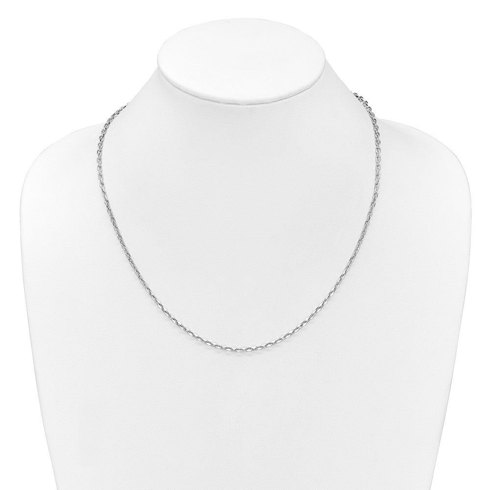 14K Weißgold Verstellbar 2.75mm Halbmassiv Diamantiert Ankerkette Halskette