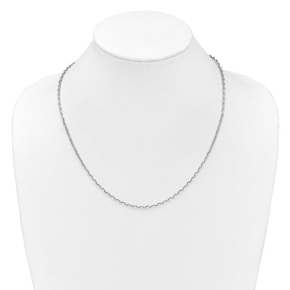14K Weißgold Verstellbar 2.75mm Halbmassiv Diamantiert Ankerkette Halskette