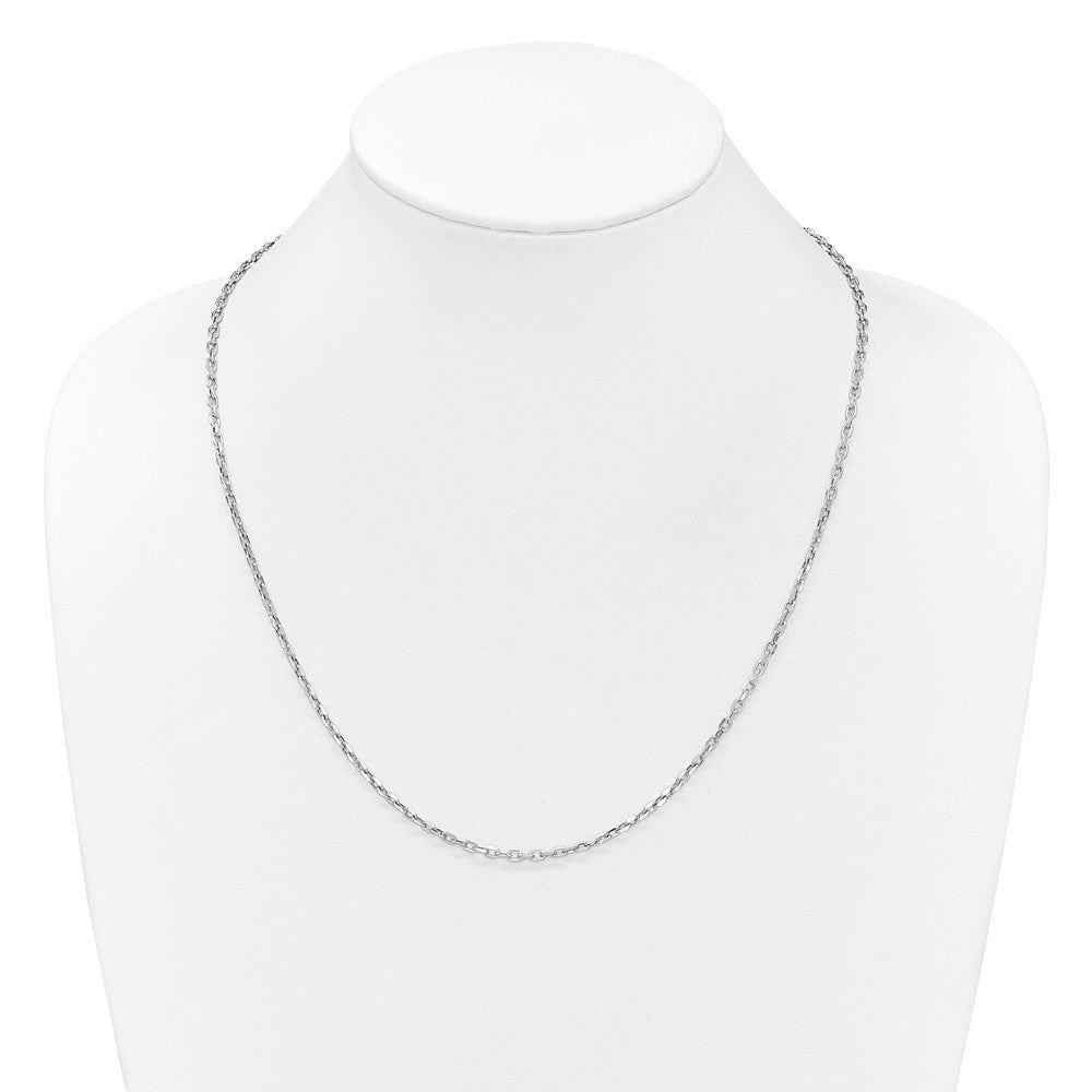 14K Weißgold Verstellbar 2.75mm Halbmassiv Diamantiert Ankerkette Halskette