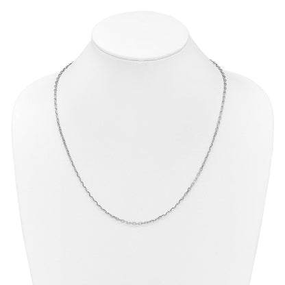 14K Weißgold Verstellbar 2.75mm Halbmassiv Diamantiert Ankerkette Halskette