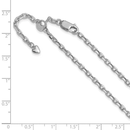 14K Weißgold Verstellbar 2.75mm Halbmassiv Diamantiert Ankerkette Halskette