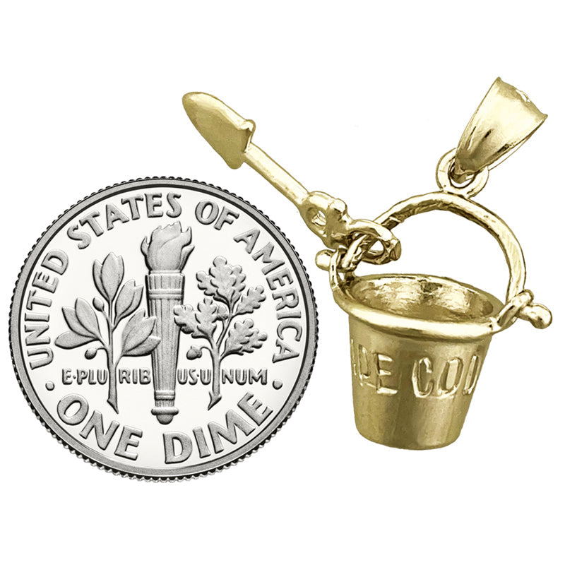 14K Gold 3D Cape-Cod-Eimer-und-Schaufel-Charm