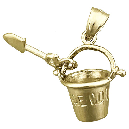 14K Gold 3D Cape-Cod-Eimer-und-Schaufel-Charm