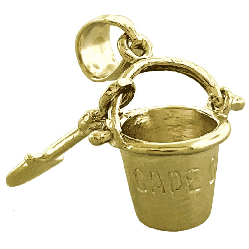 14K Gold 3D Cape-Cod-Eimer-und-Schaufel-Charm