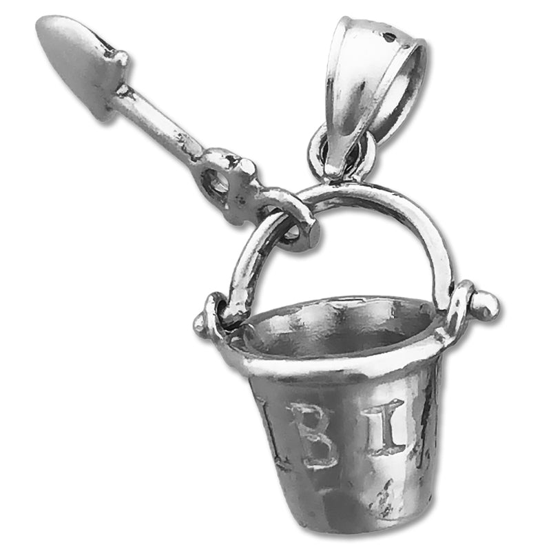 14K Gold Strandeimer und Schaufel Charm 3-D