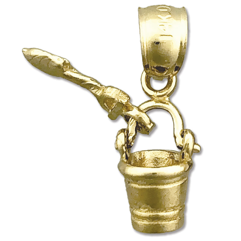 14K Gold 3D Mini Eimer und Schaufel Charm