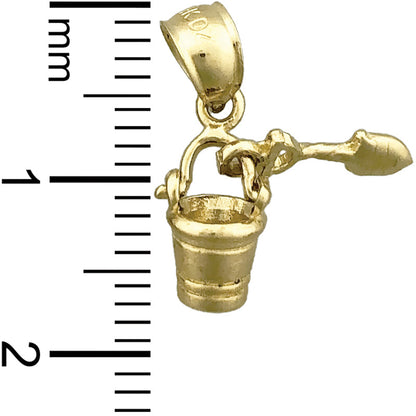 14K Gold 3D Mini Eimer und Schaufel Charm