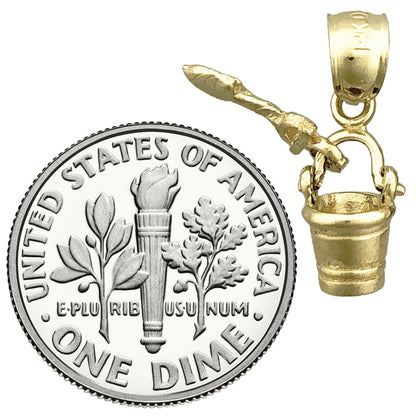 14K Gold 3D Mini Eimer und Schaufel Charm