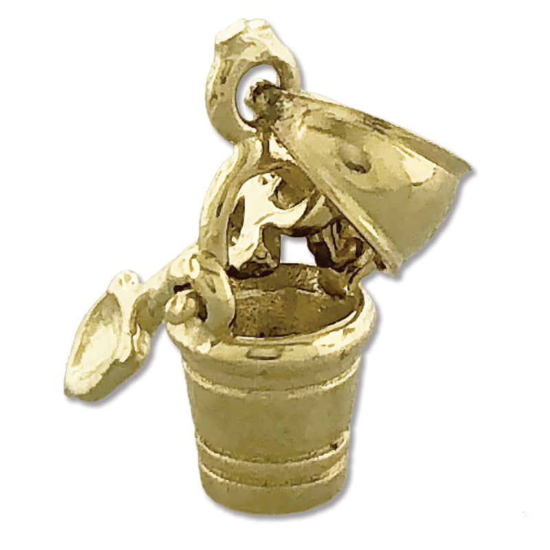 14K Gold 3D Mini Eimer und Schaufel Charm