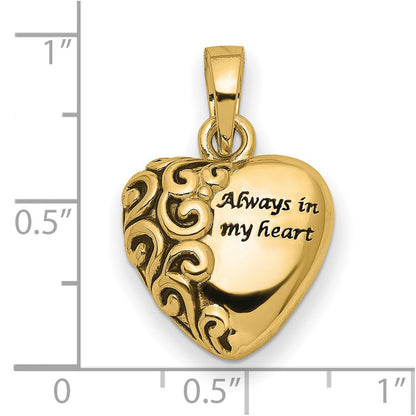 14K Gelbgold Sentimental Expressions 14K Herz Andenken Ash Halter Anhänger