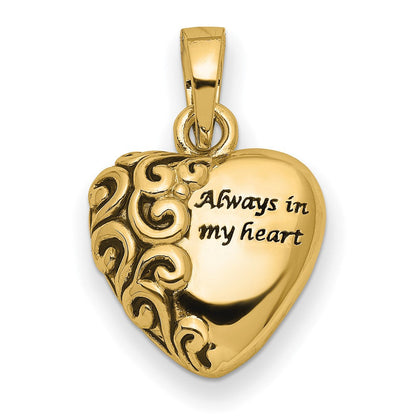 14K Gelbgold Sentimental Expressions 14K Herz Andenken Ash Halter Anhänger