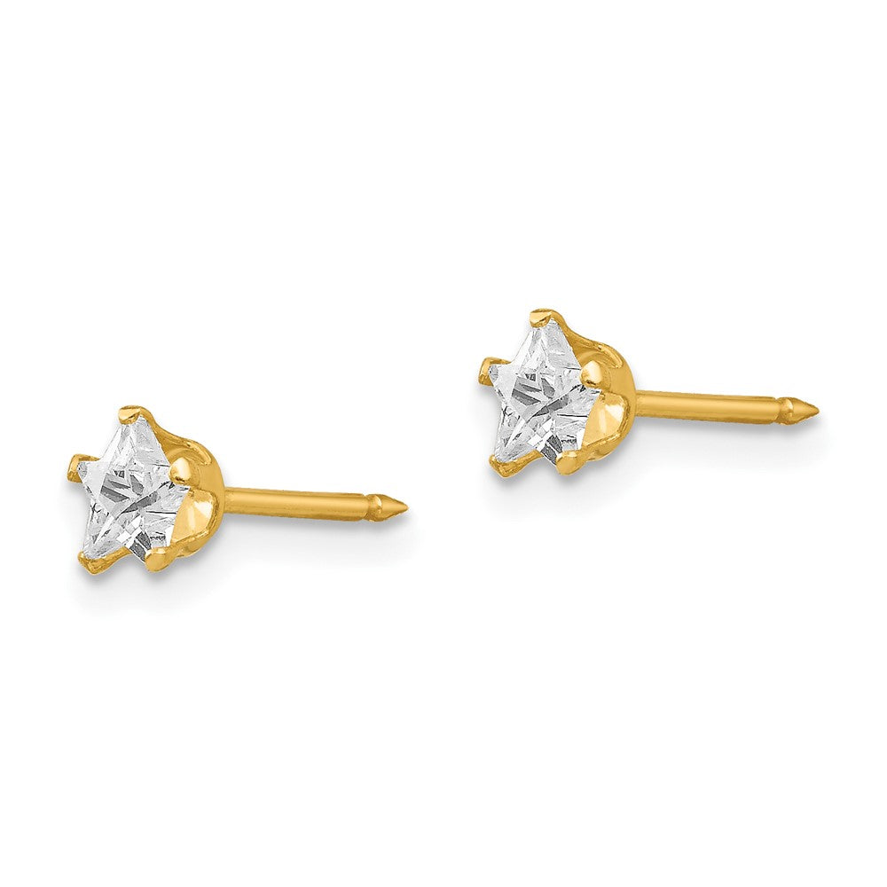 14K Gelbgold Inverness 4mm Stern Zirkonia Ohrstecker
