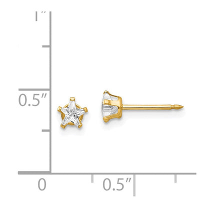 14K Gelbgold Inverness 4mm Stern Zirkonia Ohrstecker