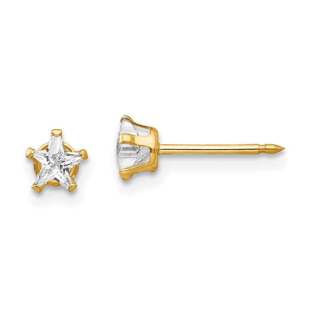 14K Gelbgold Inverness 4mm Stern Zirkonia Ohrstecker