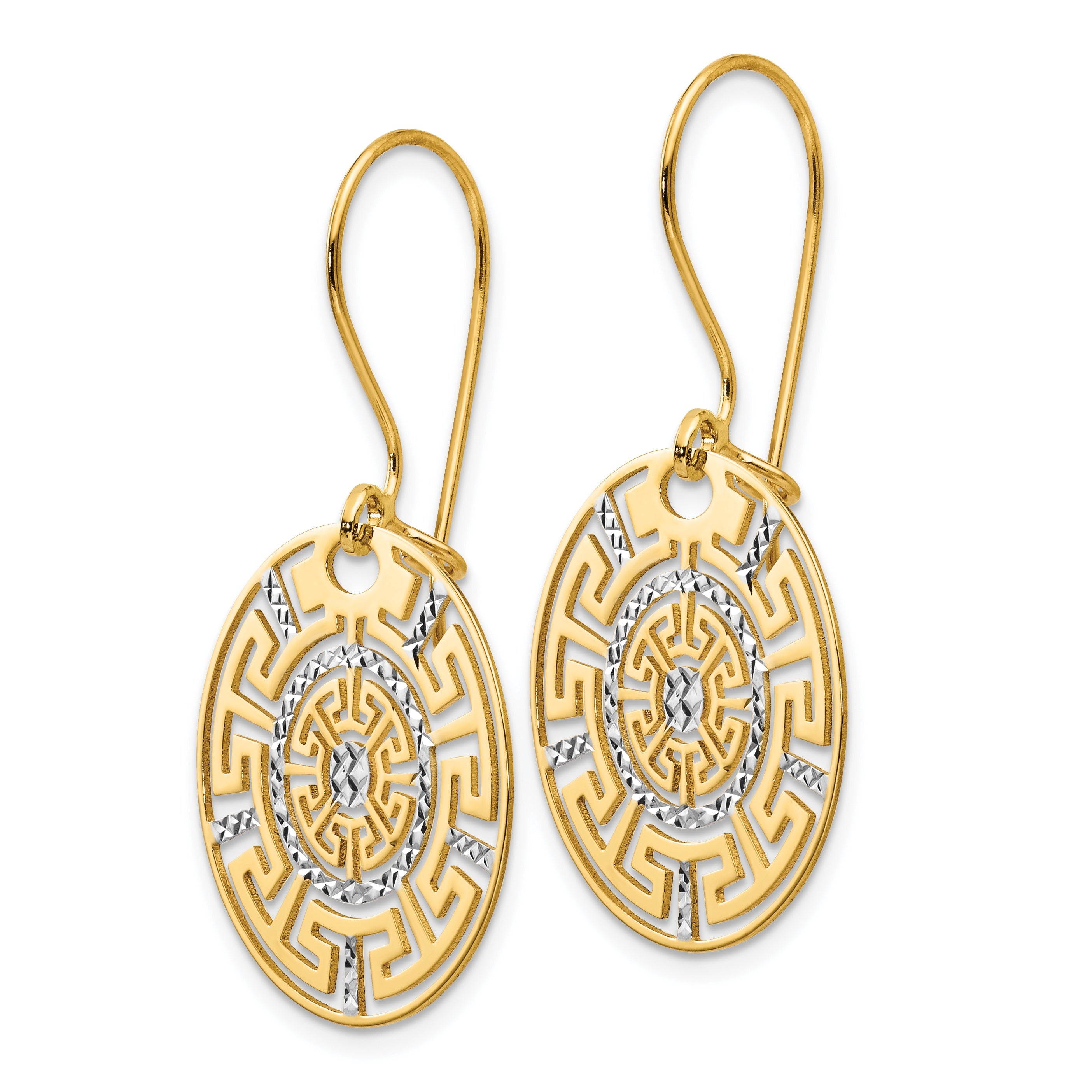 14K Bicolor Greek Key Ohrhänger