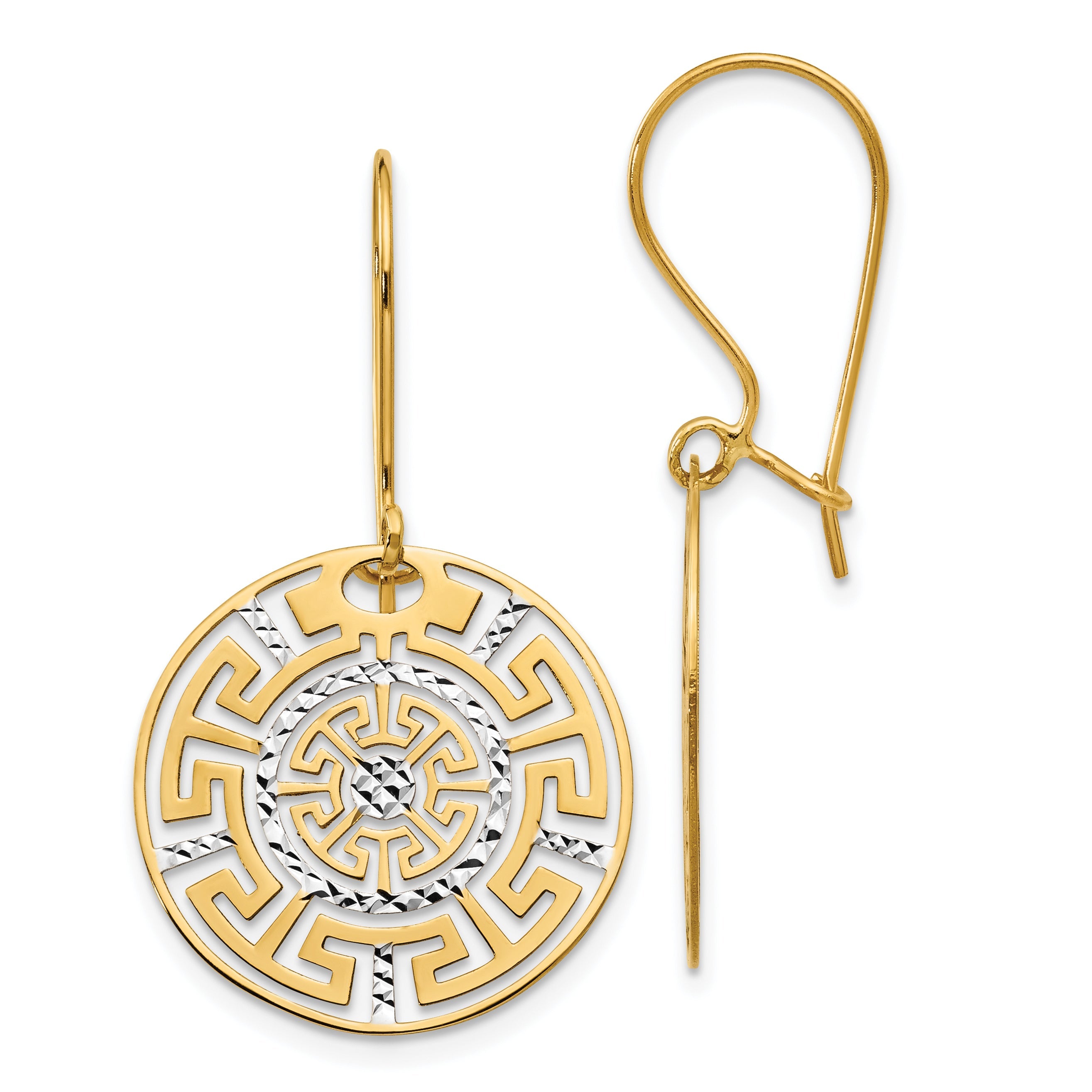 14K Bicolor Greek Key Ohrhänger