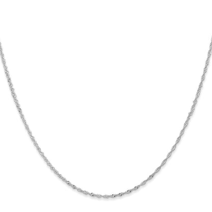 14K Weißgold 1mm Singapurkette mit Karabinerverschluss Halskette