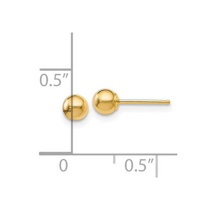 14K Gelbgold Poliert 4mm Kugel Ohrstecker