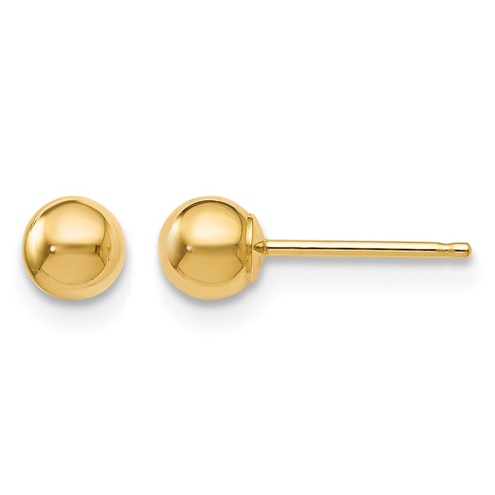 14K Gelbgold Poliert 4mm Kugel Ohrstecker