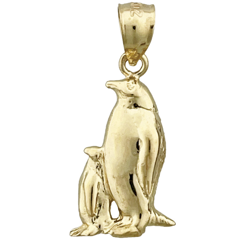 14K Gold Pinguin-mit-Baby Charm