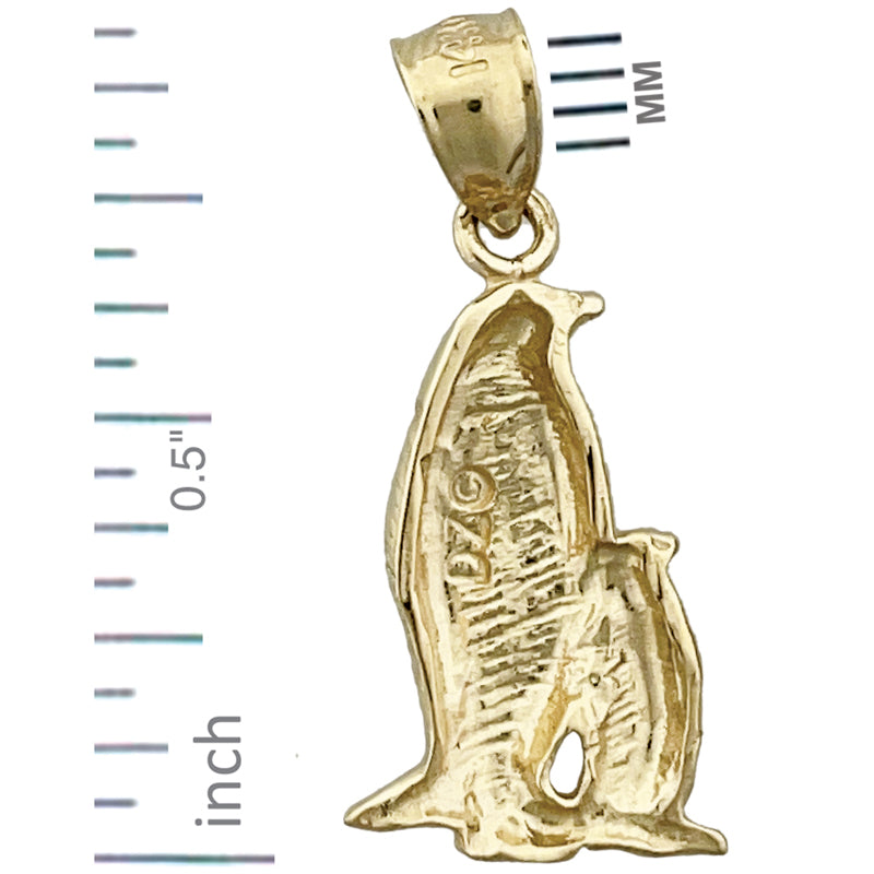 14K Gold Pinguin-mit-Baby Charm