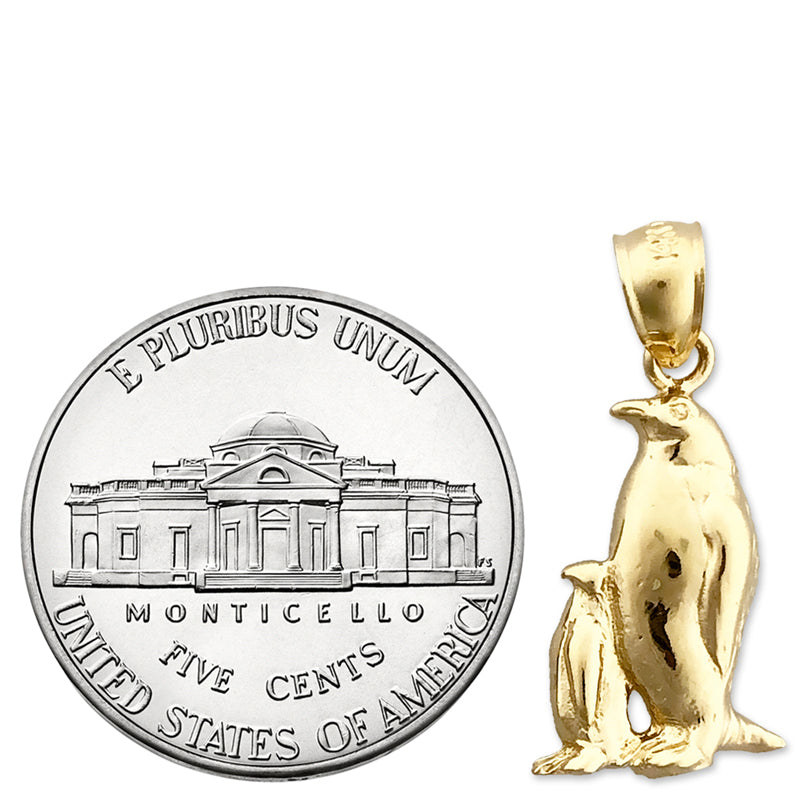 14K Gold Pinguin-mit-Baby Charm