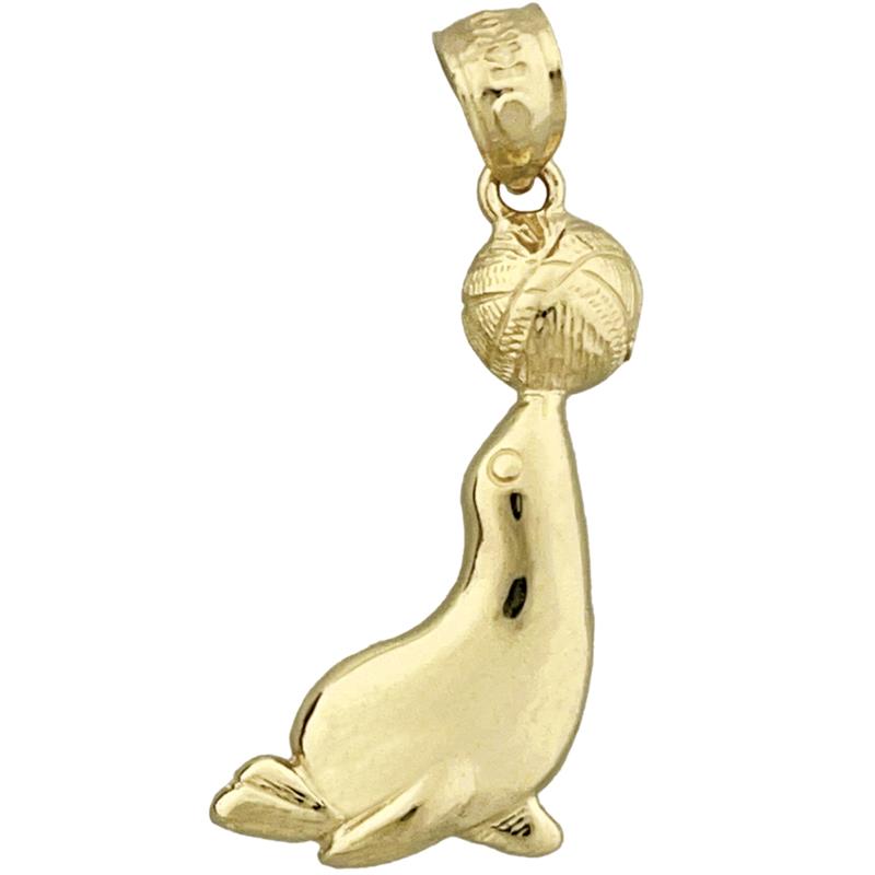 14K Gold Seelöwe mit Ball Charm