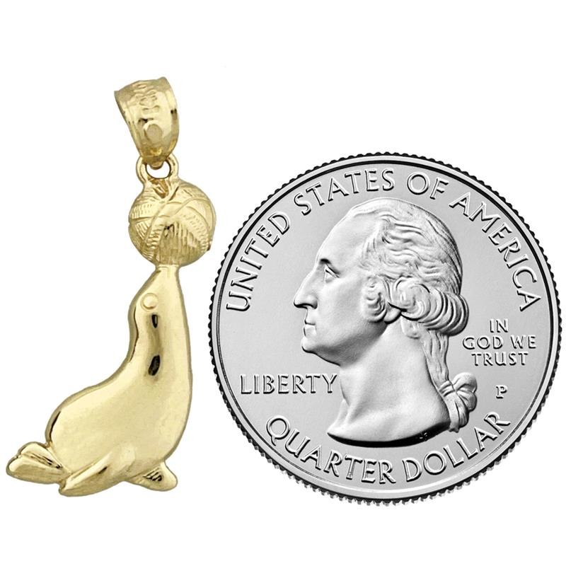 14K Gold Seelöwe mit Ball Charm