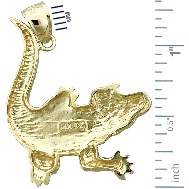 14K Gold Anhänger Krokodil mit schuppiger Haut