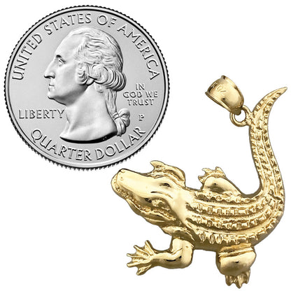 14K Gold Anhänger Krokodil mit schuppiger Haut